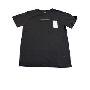 NWT Re. Purpose‎ Black Short Sleeve Crew Neck T-Shirt Plant Friendly Embroidery